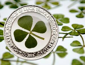 帕劳2018年幸运四叶草实物镶嵌1盎司精制纪念银币