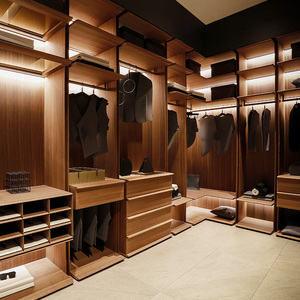 重庆全屋定制家具意式轻奢开放式衣帽间整一体实木步入式衣柜订制