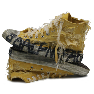 原创牛货爆雷战地破损乞丐鞋个性做旧男鞋破烂高帮帆布鞋酷赛车鞋