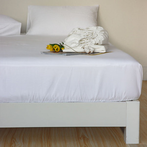 全棉白色床笠纯棉斜纹贡缎酒店加厚床罩床垫保护套单件纯色可定制
