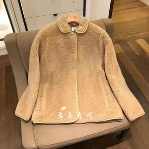 代购burberry巴宝莉21fw新款纯色羊羔毛泰迪毛呢外套男女夹克大衣