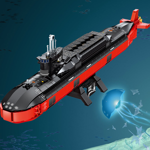 中国094型战略导弹核潜艇潜水艇模型男孩玩具高难度拼装军事积木