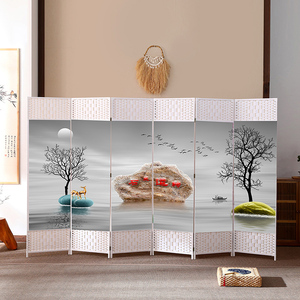 中式入户推拉屏风隔断客厅简约现代办公室折叠家用遮挡帘移动玄关