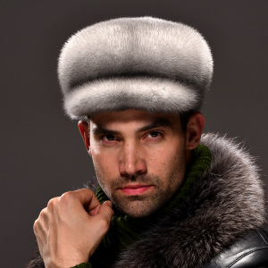 整貂貂皮帽子男水貂帽子皮草中老年貂帽男款老人貂毛鸭舌帽子灰色