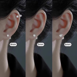 粗针扩耳洞S999纯银耳钉女养耳洞耳骨钉高级感耳蜗钉钻石耳环耳饰