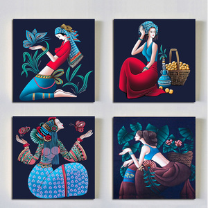 云南民族风挂画少数民族傣族少女壁画旅游景点民宿饭店面馆装饰画