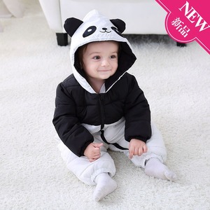 2020冬季婴儿保暖加厚羽绒棉熊猫造型连体哈衣外出服男女宝宝棉衣
