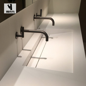 挂墙式大单盆双龙头1米3 4 5隐形下水一体洗手洗脸盆洗漱台台下盆