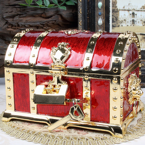 欧式复古金属工艺带锁首饰盒创意海盗宝箱珠宝盒饰品收纳盒礼品盒