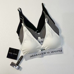 酷飒字母运动文胸吊带纯色美背固定胸垫款镂空心机内衣裹胸女外穿