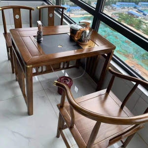 阳台茶桌椅组合家用实木小茶台新中式小户型喝茶桌小型三人泡茶台