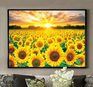 新款客厅diy方钻满钻钻石画向日葵花海日出贴钻点钻十字绣砖石绣