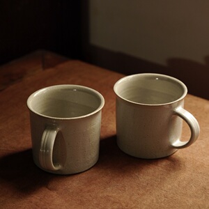 素云里白釉翻口马克杯手工粗陶咖啡杯水杯中式日式纯色