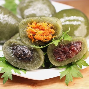 手工艾草麻糍青团豆沙馅芝麻蛋黄传统清明果糯米糕点点心宁波特产