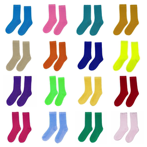 纯色百搭中高筒堆堆袜糖果彩虹色针织长袜学生团体四季彩色袜子女