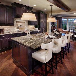 中岛台厨房大理石 开放式美式家用厨房中岛柜餐桌一体 吧台料理台