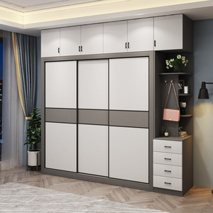 推拉门衣柜简约现代小户型柜子衣橱两三门整体北欧大衣柜家用卧室