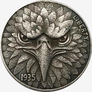 流浪者猫头鹰动物公牛版仿古白铜旧银纪念币收藏银币钱币外国硬币