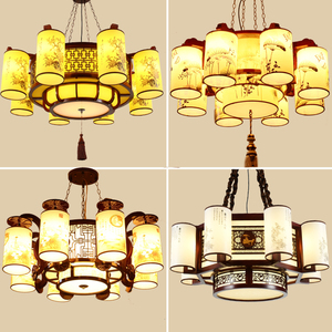 仿古中式吊灯实木客厅新款灯具简约中国风卧室灯古典复古餐厅灯饰