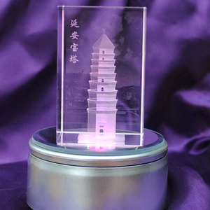 延安宝塔山水晶雕刻模型装饰摆件特色红色旅游纪念工艺品