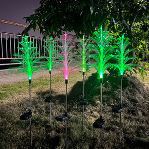 太阳能圣诞装饰树灯户外防水太阳能圣诞树水母灯5 层光纤草坪灯