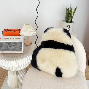 白狐狐狸毛定制皮草熊猫抱枕獭兔毛真毛毛绒可爱小熊靠垫家居摆设