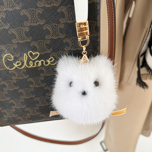 包包上的配饰品丑萌小号玩偶整皮水貂毛河马可爱皮草迷你毛绒挂件