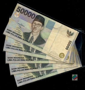 印度尼西亚50000卢比纸币 1999年版 印尼盾 85品 外国钱币