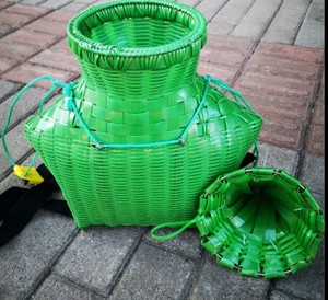纯手工编织 塑料鱼篓 全新材料
