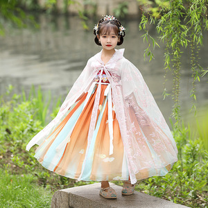 女童古装汉服小女孩仙气夏装宫廷风唐朝公主贵妃琵琶古筝演出服装
