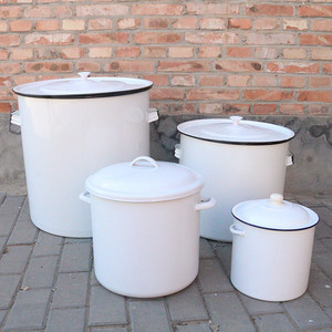加厚搪瓷桶 酸碱缸水桶米桶 22 28 30 34 40 50cm茶桶 实验桶高锅
