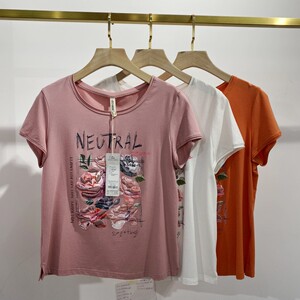 衣之庄园2021267短袖t恤女士2022夏季圆领宽松刺绣纯棉半袖针织衫
