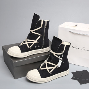 ro五芒星黑色帆布高帮鞋男鞋黑色厚几何图形ro六芒星米白色女潮