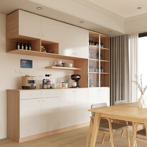 北欧餐边柜香港轻奢书柜储物柜实木吊柜玻璃c字定做定制酒柜悬空