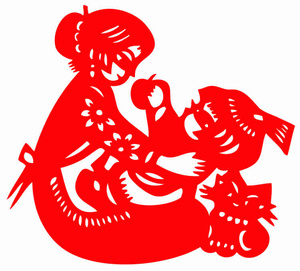剪纸母爱