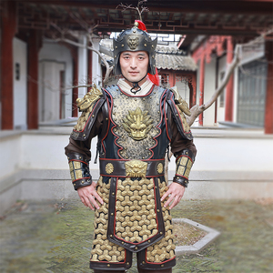 战国将士士兵服装古装将军盔甲战袍影视演出服表演服戏服靴子铠甲