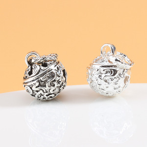 s925纯银配件 精工复古星星铃铛吊坠配饰隔珠 diy纯银手链