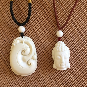 特价 情侣款 西藏象牙玉如意佛头吊坠 丁青县原石非猛犸象牙