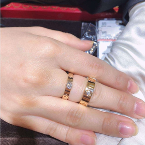 cartier卡地亚 love经典款18k金宽窄版镶钻戒指 情侣对戒男女婚戒
