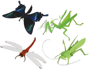 儿童手工折纸DIY拼装立体3D纸质模型仿真昆虫蜻蜓蝴蝶螳螂蚱蜢