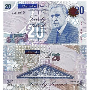 aa冠 全新unc 北爱尔兰 20镑 丹斯克银行 2012年 纸币 p-213a