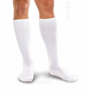 3双白色男袜超长款纯棉男生长筒高筒袜子运动潮流学院风高帮长袜