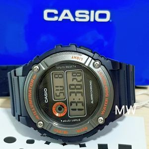 casio卡西欧男士黑色运动计时手表w-216h-2bv w216h wr50m