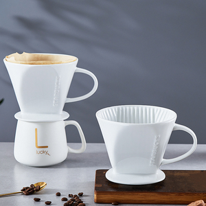 星巴克专用白色陶瓷手冲咖啡滴滤杯定制4-6杯手冲壶过滤器具漏斗