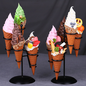 仿真冰激凌模型 水果冰淇淋道具摆件 巧克力脆皮甜筒食玩美食拍照