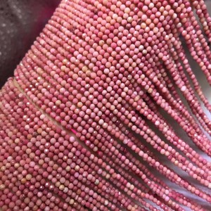 天然水晶2MM3MM红纹石切面刻面散珠红蔷薇切角半成品手链项链隔珠