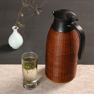 复古传统大容量保温暖壶水壶食品级不锈钢家用办公热水瓶手工竹编
