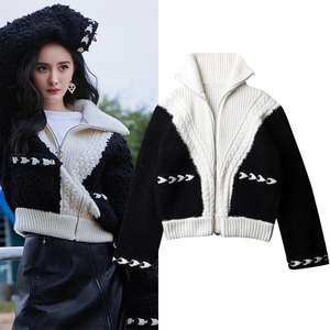 杨幂同款小香风毛衣开衫女秋冬新款气质时尚长袖拉链针织衫外套韩