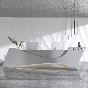 简约现代不锈钢收银台服装店店铺艺术柜台异形吧台桌美容院接待台