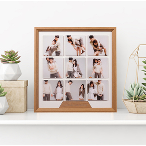 简约实木立体亚克力五九宫格相框摆台挂墙水晶儿童婚纱组合照片墙